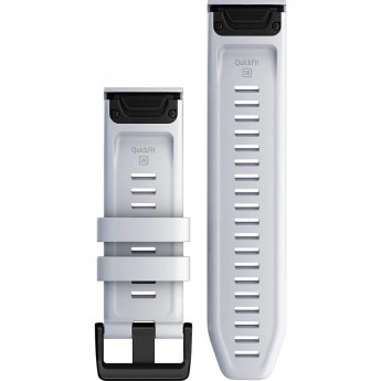 Ремешок сменный для GARMIN FENIX 6S 20MM WHITE SILICONE WITH BLACK HARDWARE