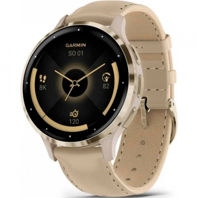 Смарт-часы GARMIN VENU 3S SOFT GOLD STAINLESS STEEL BEZEL WITH FRENCH GRAY CASE AND LEATHER BAND 010-02785-55 Смарт-часы GARMIN VENU 3S SOFT GOLD STAINLESS STEEL BEZEL WITH FRENCH GRAY CASE AND LEATHER BAND 010-02785-55