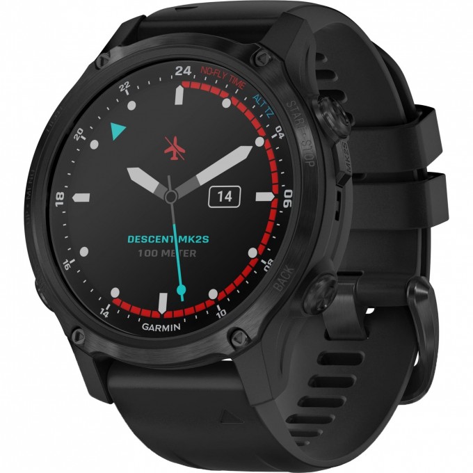 Смарт-часы GARMIN DESCENT MK2S Carbon Gray DLC Black с черным силиконовым ремешком 010-02403-04 Смарт-часы GARMIN DESCENT MK2S Carbon Gray DLC Black с черным силиконовым ремешком 010-02403-04